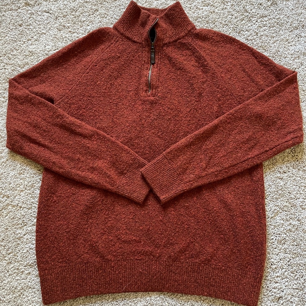 Banana Republic Men’s Wool Blend 1/4 Zip Knit Sweater Red Size M Italian Yarn